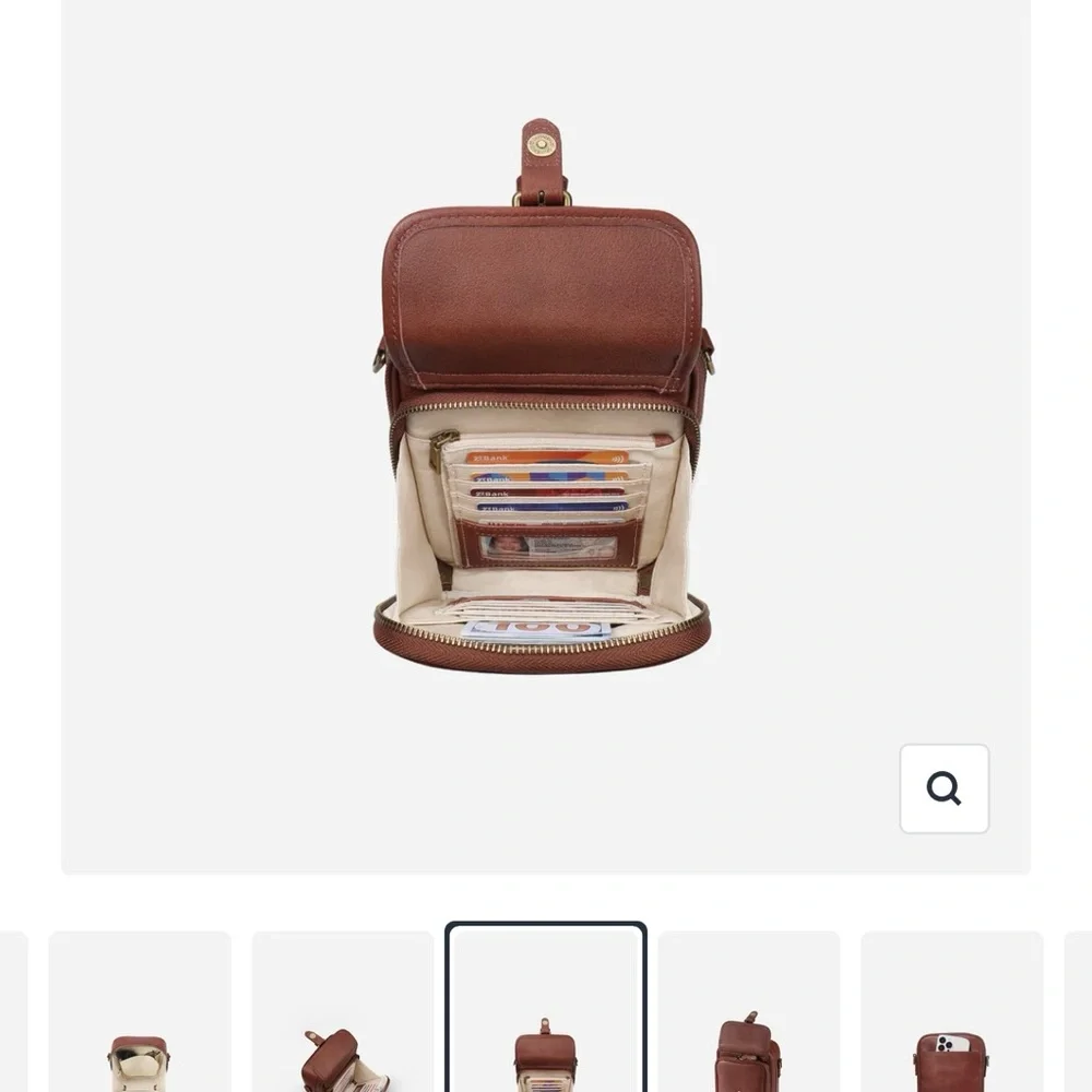 Minooy Naya Coffee-Brown Leather Crossbody Bag - Picture 8 of 16